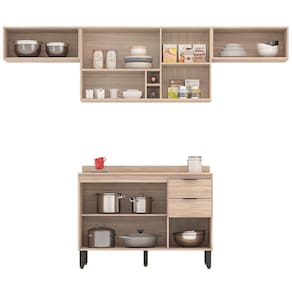 Cozinha Completa Demóbile Firenze com 7 Portas, 3 Gavetas, 3 Prateleiras e Nicho - 259,5cm de Largura