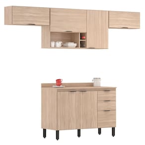 Cozinha Completa Demóbile Firenze com 7 Portas, 3 Gavetas, 3 Prateleiras e Nicho - 259,5cm de Largura