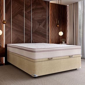 Colchão de Casal Globalflex Orion D45 + Base Box com Baú Itaflex Universal 64,5x138x188cm - Bege/Marrom/Branco Floral