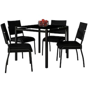 Mesa de Jantar Quadrada Fabone Alexa com 4 Cadeiras Dora - Preto/Café
