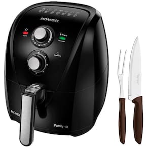 Fritadeira Elétrica Air Fryer Mondial Family AFN40FB 4L – Preta + Conjunto para Churrasco Tramontina - 2 Peças