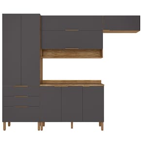 Cozinha Compacta Bartira Topázio UP com 8 Portas, 3 Gavetas e 5 Prateleiras - 262,5cm de largura