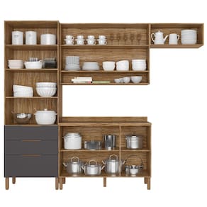 Cozinha Compacta Bartira Topázio UP com 8 Portas, 3 Gavetas e 5 Prateleiras - 262,5cm de largura