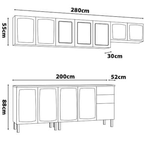 Cozinha Compacta Itatiaia New Premium com 12 Portas, 2 Gavetas e 10 Prateleiras - 280cm de largura