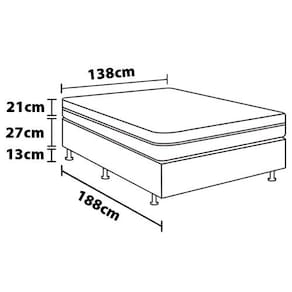 Cama Box de Casal Ortobom New Caring com Europillow e Molas Nanolastic 21x138x188cm - Cinza/Branco