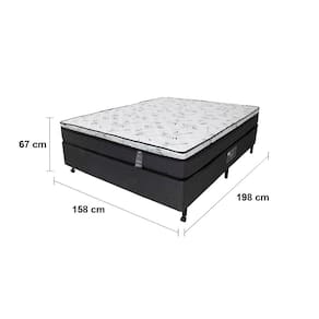 Cama Box Queen Size Castor Dome One Revestida em Tecido Suede + Colchão com Molejo Tecnopedic e Revestimento em Malha 27x158x198cm – Bege