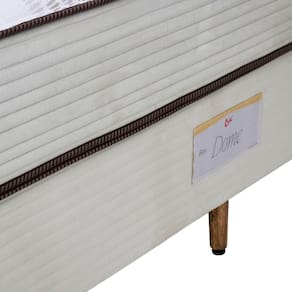 Cama Box Queen Size Castor Dome One Revestida em Tecido Suede + Colchão com Molejo Tecnopedic e Revestimento em Malha 27x158x198cm – Bege