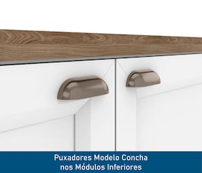 Cozinha Compacta Poliman Unna com 10 Portas, 2 Gavetas e Balcão com Tampo - 270 cm de Largura - Branco