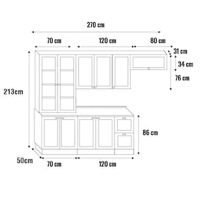 Cozinha Compacta Poliman Unna com 10 Portas, 2 Gavetas e Balcão com Tampo - 270 cm de Largura - Branco