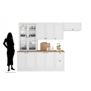 Cozinha Compacta Poliman Unna com 10 Portas, 2 Gavetas e Balcão com Tampo - 270 cm de Largura - Branco