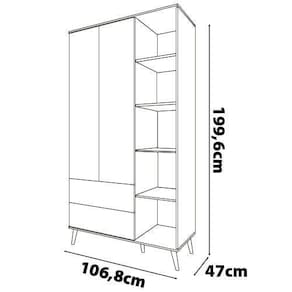 Guarda-Roupa Bartira Ternura com 5 Nichos, 2 Portas, 2 Gavetas + Cômoda Infantil Bartira Ternura com 5 Gavetas - Rosa Wood