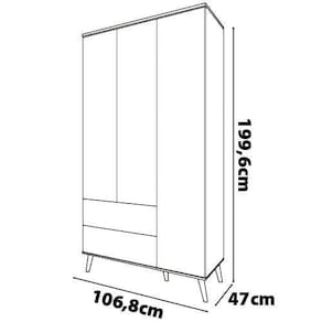 Guarda-Roupa Bartira Ternura com 3 Portas, 2 Gavetas + Cômoda Bartira Ternura com 5 Gavetas - Azul Wood