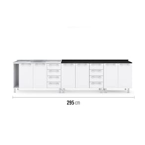 Cozinha Modulada Itatiaia Diamante com 3 peças, 6 portas e 4 gavetas - 295 cm de largura