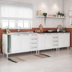 Cozinha Modulada Itatiaia Diamante com 3 peças, 6 portas e 4 gavetas - 295 cm de largura