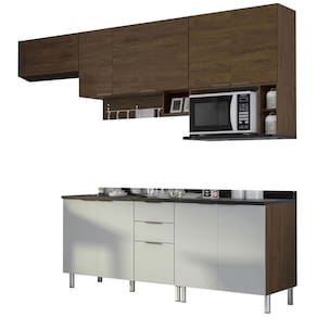 Cozinha Completa Bartira Rubi com 9 Portas, 3 Gavetas e 5 Prateleiras - 280cm de largura