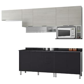 Cozinha Completa Bartira Rubi com 9 Portas, 3 Gavetas e 5 Prateleiras - 280cm de largura