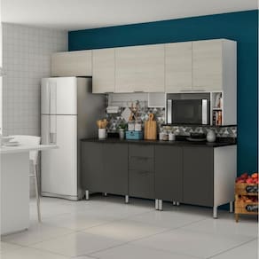 Cozinha Completa Bartira Rubi com 9 Portas, 3 Gavetas e 5 Prateleiras - 280cm de largura