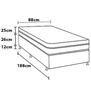 Cama Box de Solteiro Umaflex New Itália com Molas Ensacadas e Pillow Top D26 - 63x88x188cm - Branco/Marrom