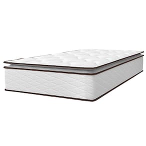 Cama Box de Solteiro Umaflex New Itália com Molas Ensacadas e Pillow Top D26 - 63x88x188cm - Branco/Marrom