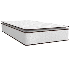 Cama Box de Solteiro Umaflex New Itália com Molas Ensacadas e Pillow Top D26 - 63x88x188cm - Branco/Marrom