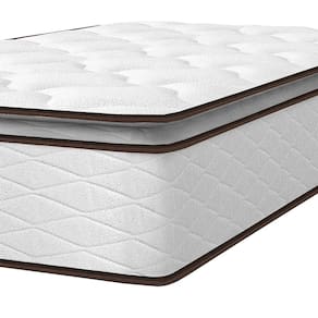 Cama Box de Solteiro Umaflex New Itália com Molas Ensacadas e Pillow Top D26 - 63x88x188cm - Branco/Marrom