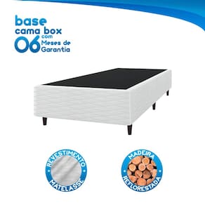 Cama Box de Solteiro Umaflex New Itália com Molas Ensacadas e Pillow Top D26 - 63x88x188cm - Branco/Marrom