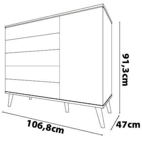 Guarda-Roupa Bartira Ternura com 5 Nichos, 2 Portas, 2 Gavetas + Cômoda Ternura com 5 Gavetas e 1 Porta + Berço Móveis Estrela Ternura