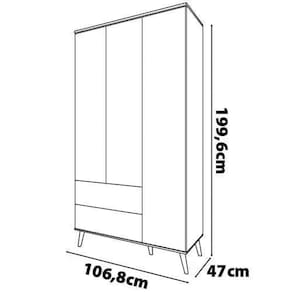 Guarda-Roupa Bartira Ternura com 3 Portas, 2 Gavetas + Cômoda Ternura com 5 Gavetas e 1 Porta + Berço Móveis Estrela Ternura - Azul Wood