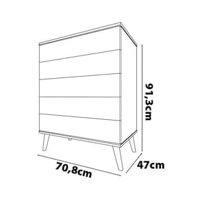 Guarda-Roupa Bartira Ternura com 3 Portas, 2 Gavetas + Cômoda Ternura com 5 Gavetas + Berço Mini Cama Móveis Estrela Ternura - Rosa Wood