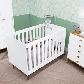 Guarda-Roupa Bartira Ternura com 3 Portas, 2 Gavetas + Cômoda Ternura com 5 Gavetas e 1 Porta + Berço Mini Cama Móveis Estrela Ternura