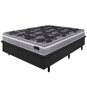 Colchão de Casal Globalflex Versalitis D33 + Base Box MGA Lift Cotton com Baú e Pistão à Gás 58x138x188cm - Cinza/Branco/Preto Floral