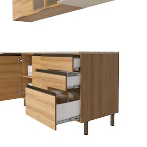Cozinha Completa Bartira Cristal com 10 Portas, 3 Gavetas e 6 Prateleiras - 300cm de Largura