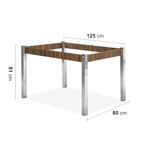 Mesa de Jantar Aço Nobre Claudia com Tampo Kanon e 4 Cadeiras - Cromado/Nogal/Chocolate/Marrom