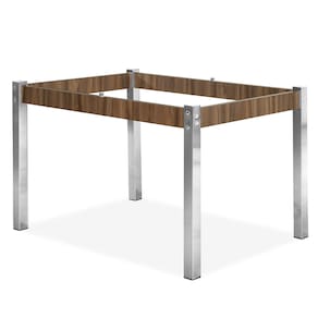 Mesa de Jantar Aço Nobre Claudia com Tampo Kanon e 4 Cadeiras - Cromado/Nogal/Chocolate/Marrom