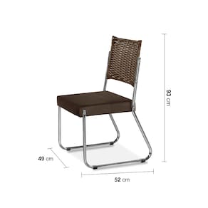 Mesa de Jantar Aço Nobre Claudia com Tampo Kanon e 4 Cadeiras - Cromado/Nogal/Chocolate/Marrom