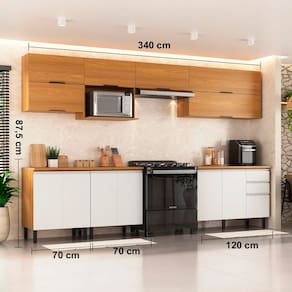 Cozinha Completa Itatiaia Ideale 7 peças com 13 portas, 2 gavetas e 7 prateleiras – 340 cm de largura
