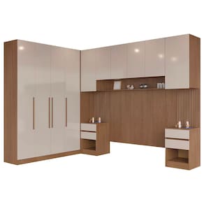Guarda-roupa Modulado Casal Bartira Lugano 10 Portas 6 Gavetas 14 Prateleiras 6 Peças – Avelã/Capuccino