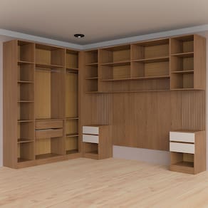 Guarda-roupa Modulado Casal Bartira Lugano 10 Portas 6 Gavetas 14 Prateleiras 6 Peças – Avelã/Capuccino