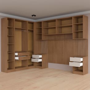 Guarda-roupa Modulado Casal Bartira Lugano 10 Portas 6 Gavetas 14 Prateleiras 6 Peças – Avelã/Capuccino