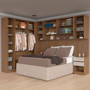 Guarda-roupa Modulado Casal Bartira Lugano 10 Portas 6 Gavetas 14 Prateleiras 6 Peças – Avelã/Capuccino