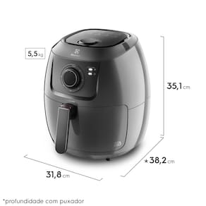 Fritadeira Elétrica Sem Óleo Air Fryer Electrolux Family Efficient EAF50 5L – Grafite + Cafeteira Elétrica Efficiente ECM10 15 Xícaras - Preta