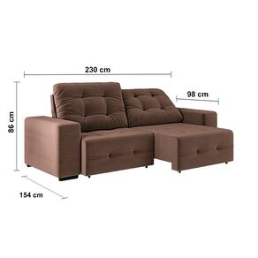 Sofá 4 Lugares Linoforte Bonno Retrátil e Reclinável 230 cm de Largura + Painel Home Suspenso Colibri Tocantins 160 cm de Largura, para TV até 60”