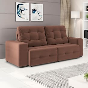 Sofá 4 Lugares Linoforte Bonno Retrátil e Reclinável 230 cm de Largura + Painel Home Suspenso Colibri Tocantins 160 cm de Largura, para TV até 60”