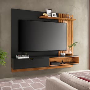 Sofá 4 Lugares Linoforte Bonno Retrátil e Reclinável 230 cm de Largura + Painel Home Suspenso Colibri Tocantins 160 cm de Largura, para TV até 60”