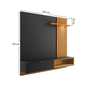 Sofá 4 Lugares Linoforte Bonno Retrátil e Reclinável 230 cm de Largura + Painel Home Suspenso Colibri Tocantins 160 cm de Largura, para TV até 60”