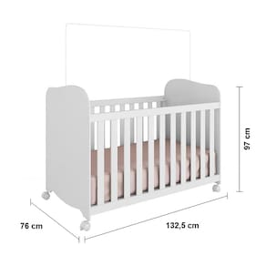 Berço Americano + Cômoda Infantil Peroba Duda Plus com 1 Porta, 4 Gavetas e 1 Prateleira - 95,3cm de largura