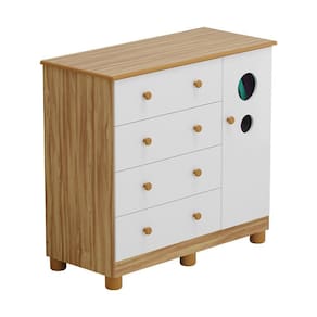 Guarda-Roupa Infantil Peroba Duda Plus, 86 cm de Largura + Cômoda com 1 Porta, 4 Gavetas, 1 Prateleira, 95,3 cm de Largura + Berço Americano