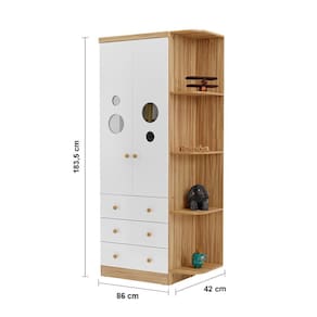 Guarda-Roupa Infantil Peroba Duda Plus, 86 cm de Largura + Cômoda com 1 Porta, 4 Gavetas, 1 Prateleira, 95,3 cm de Largura + Berço Americano