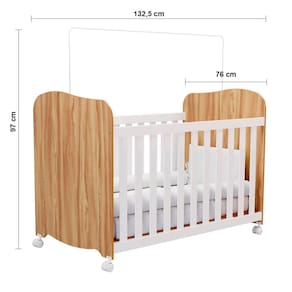 Guarda-Roupa Infantil Peroba Duda Plus, 86 cm de Largura + Cômoda com 1 Porta, 4 Gavetas, 1 Prateleira, 95,3 cm de Largura + Berço Americano