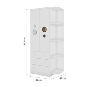 Berço Americano + Cômoda Infantil com 4 Gavetas e 65,1cm de Largura + Guarda-Roupa Infantil Peroba Duda Plus com 2 Portas, 3 Gavetas e 5 Prateleira